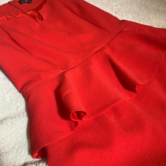 Red Cocktail Dress with Peplum Waist - Picture 4 of 8